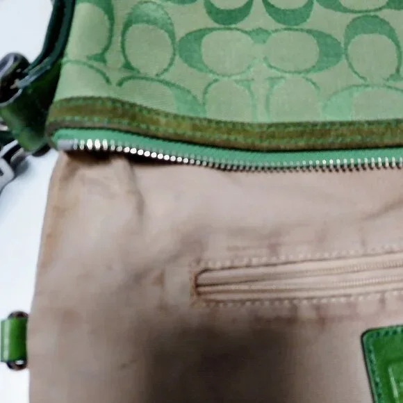 COACH Neon Lime Green Signature Monogram Soho Y2K Bag RARE Color Tassel 9362 - Picture 15 of 16